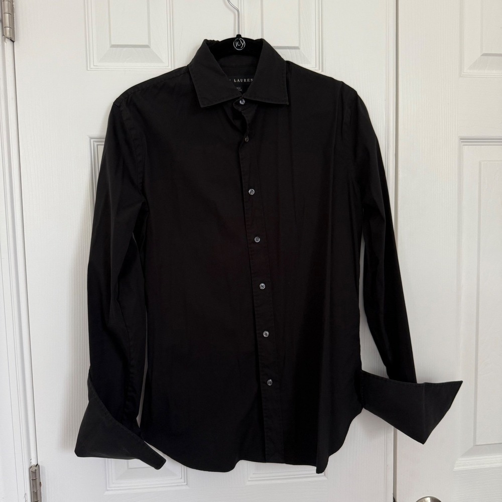 Ralph Lauren Black Label Women Black Elongated Sleeve Shirt Minimalist WNs 6 EUC - Picture 3 of 13